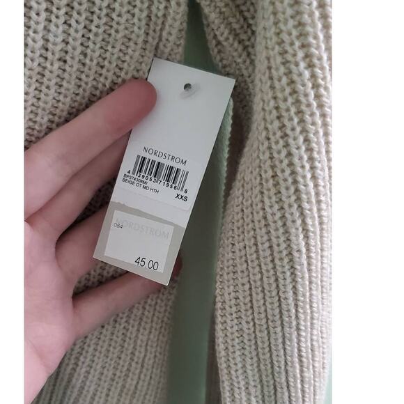 NWT! BP. by Nordstrom Sweater Sand Braided Knit V-Neck Pullover Beige XXS - Picture 7 of 10